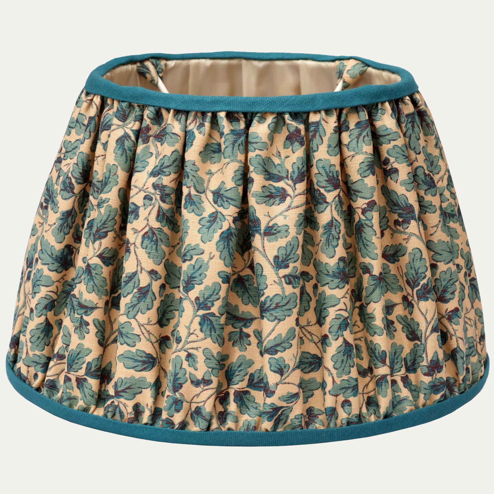 Bennison English Oakleaf Bright Blue on Beige Gathered Lampshade