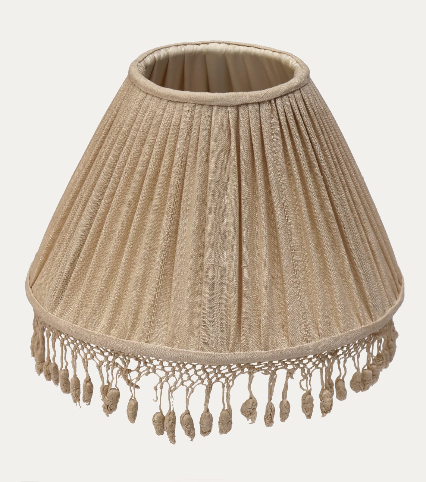 Antique Anatolian Silk Handsewn Empire Lampshade with Original Silk Tassel Trim
