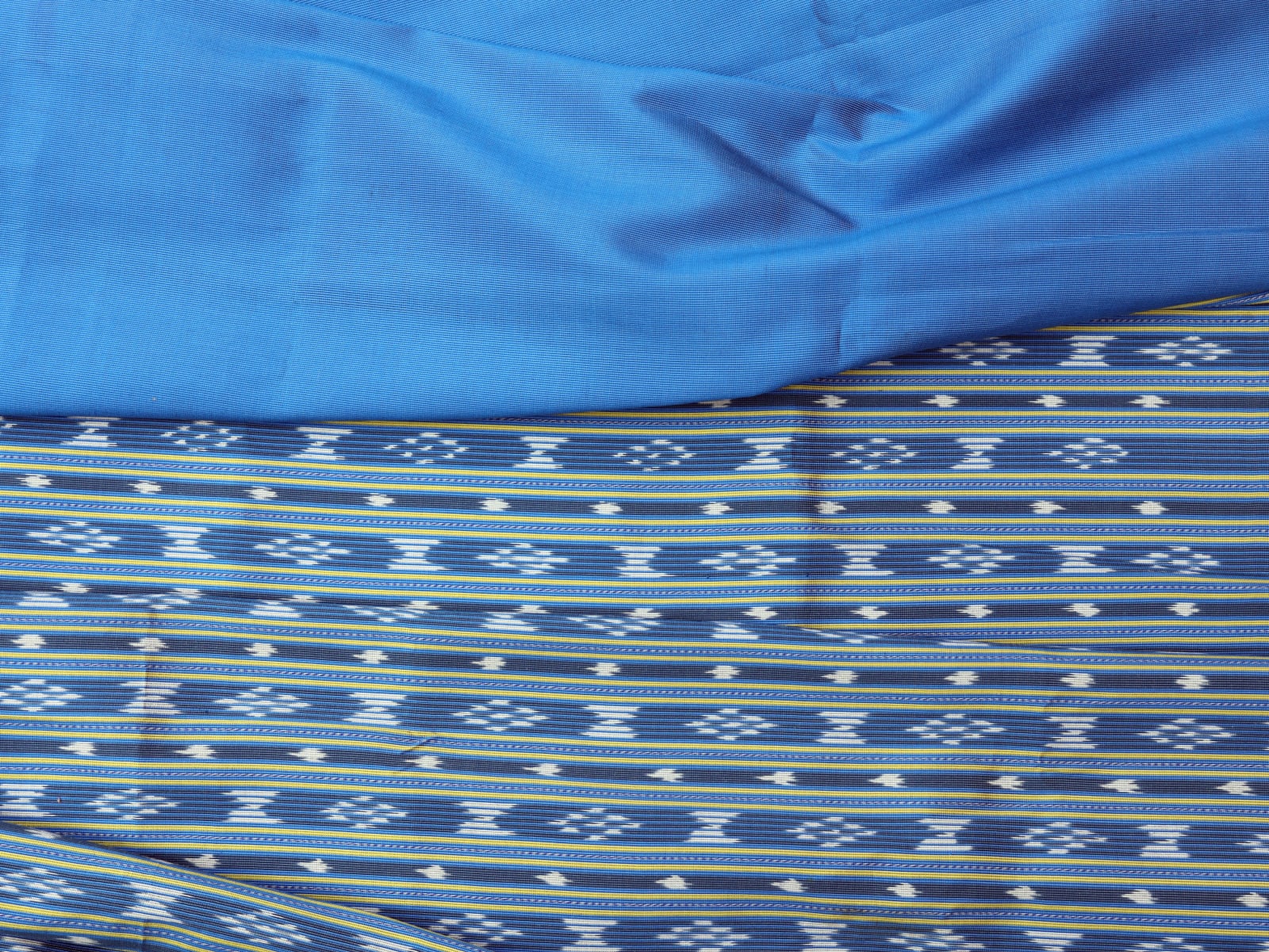 Blue & Yellow Thai Hand-woven Silk from Isan Region