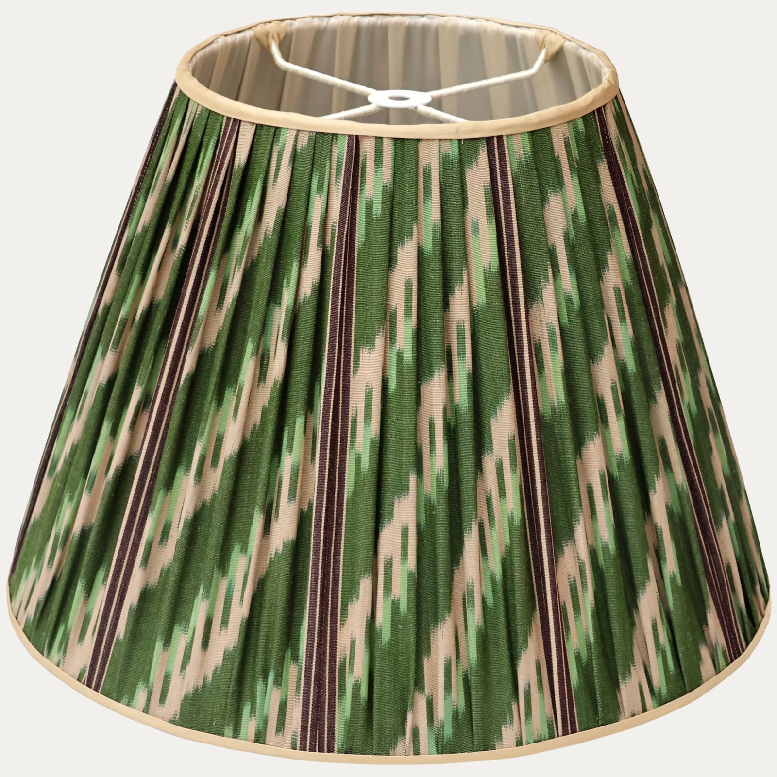 Robert Kime Adras Ikat Green Chevron Handsewn Lampshade