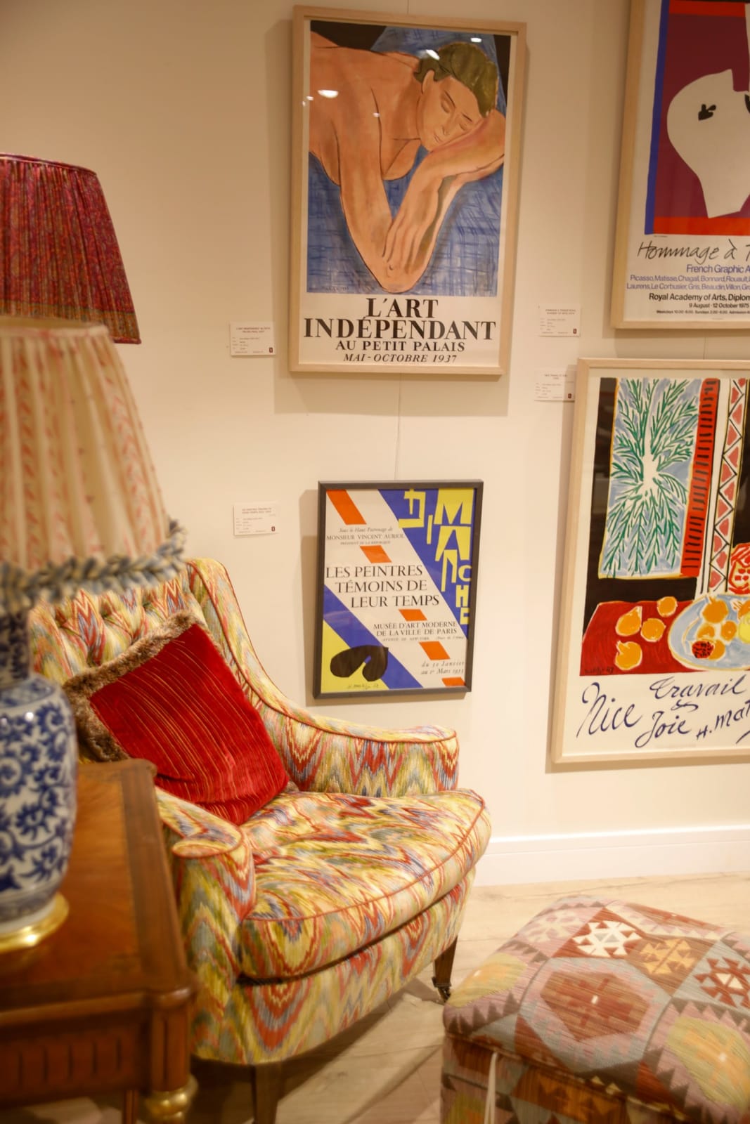 Howard Chairs Buttoned Drefus Armchair in Clarence House Talcy Document Velvet