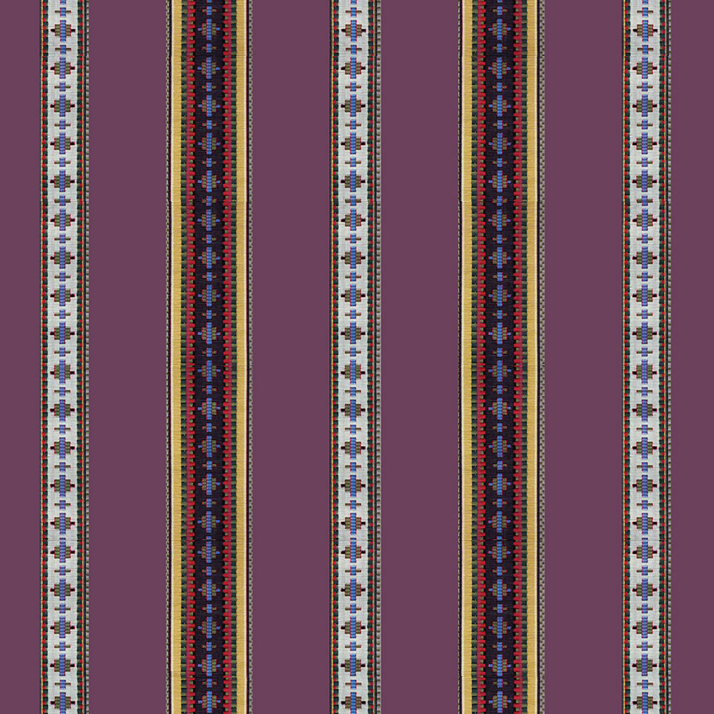 Madeleine Castaing Rayure Broderie Violet Cushion