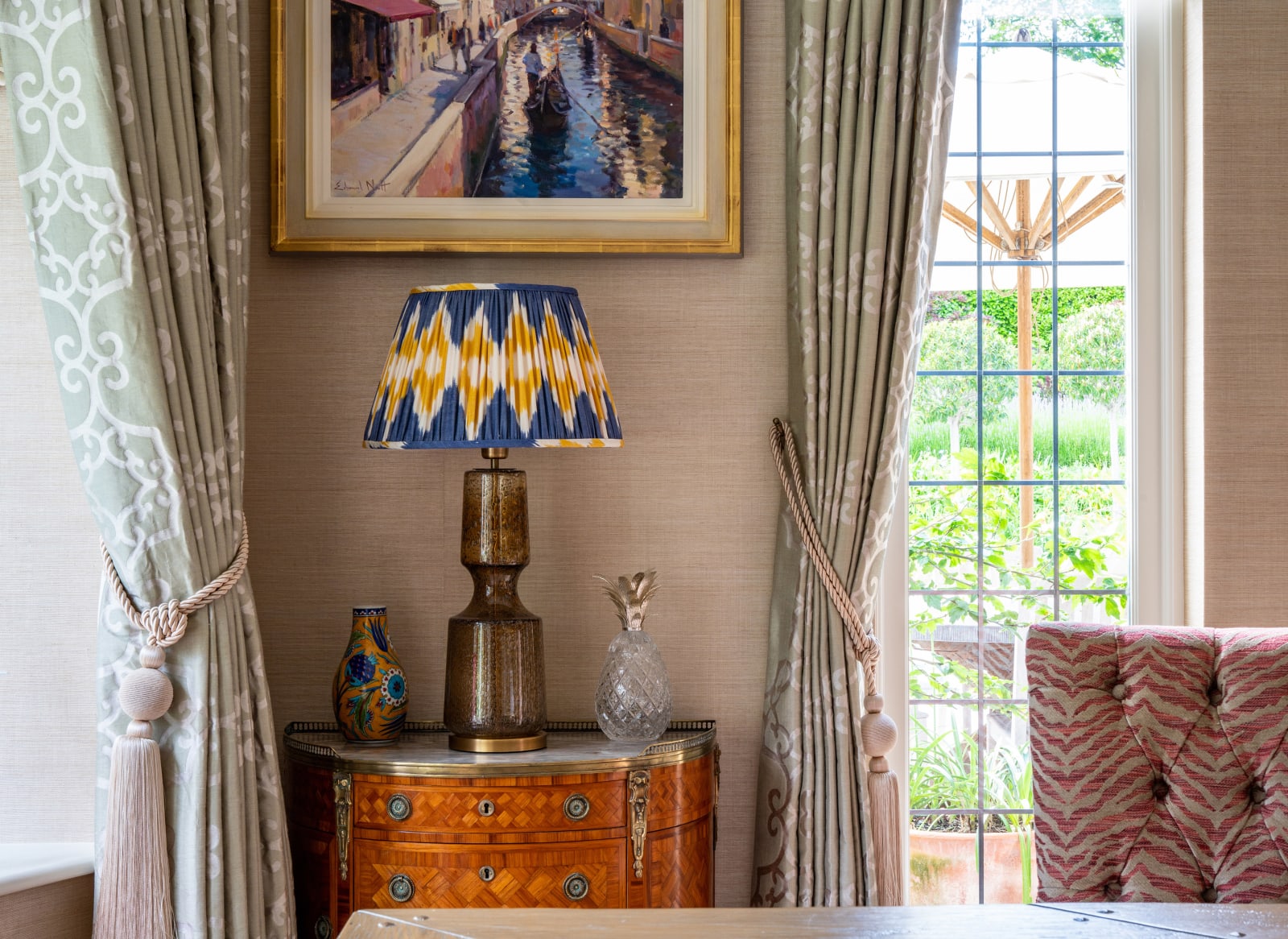 Stunning Ikat Blue & Yellow Lampshade