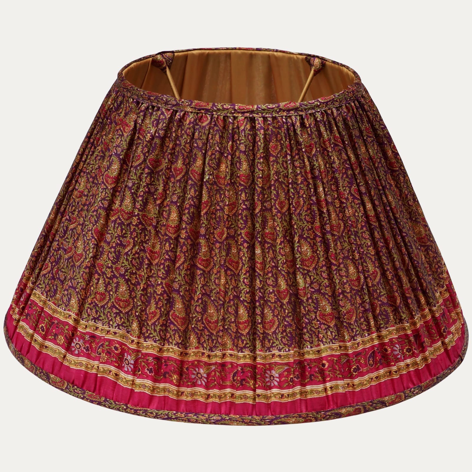 Floral and Paisley Vintage Pure Silk Sari Lampshade with Silk Lining