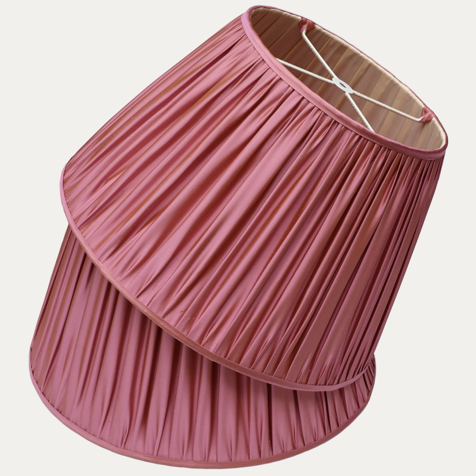 Indian Douppion Strawberry Handsewn Gathered Lampshade