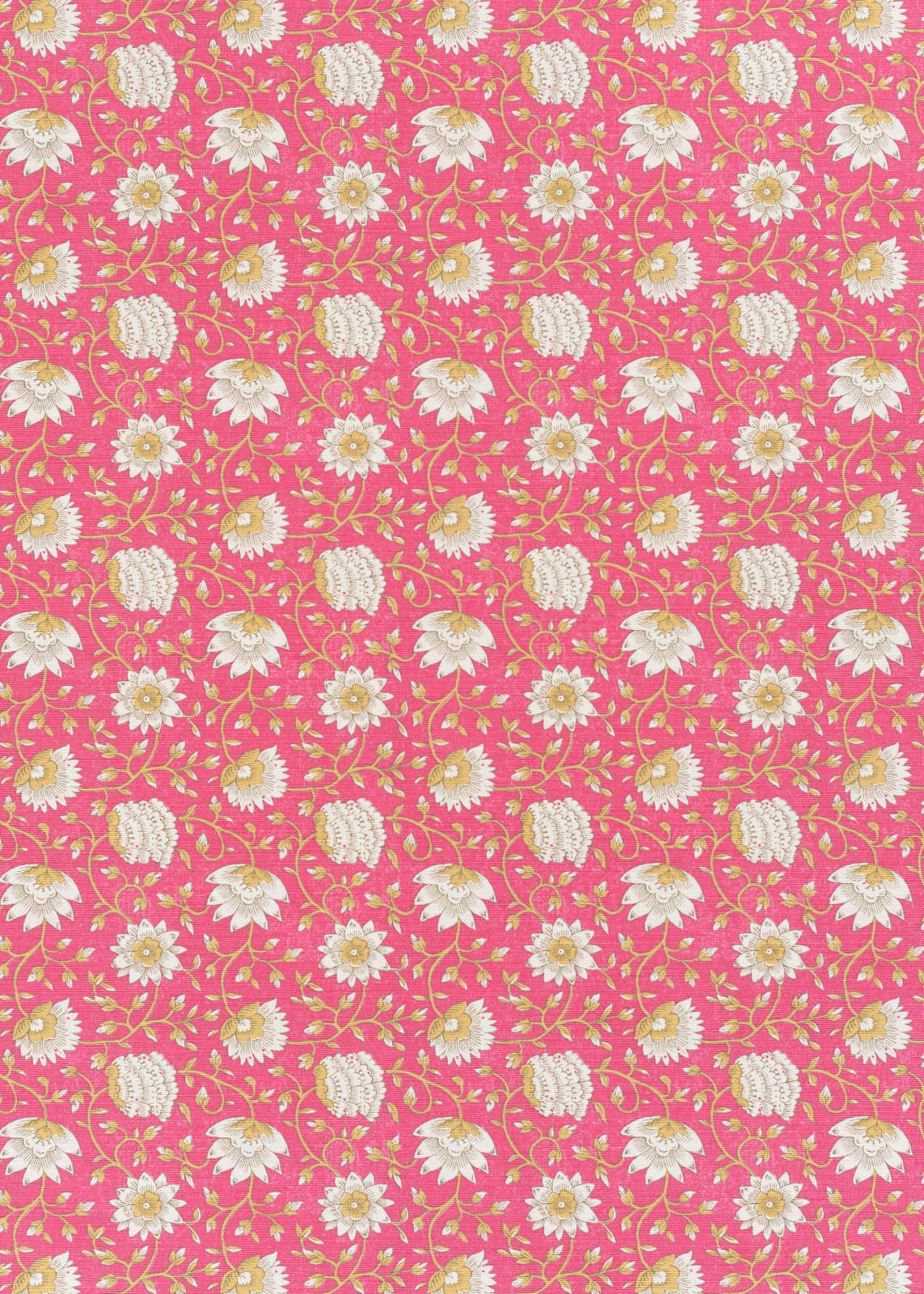 Bennison Pali Pink Yellow on Oyster Linen