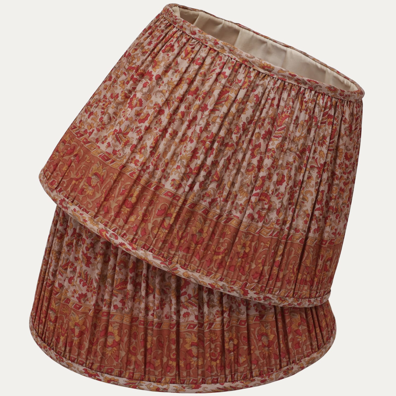 A pair of Delicate Floral Handsewn Silk Saree Lampshades