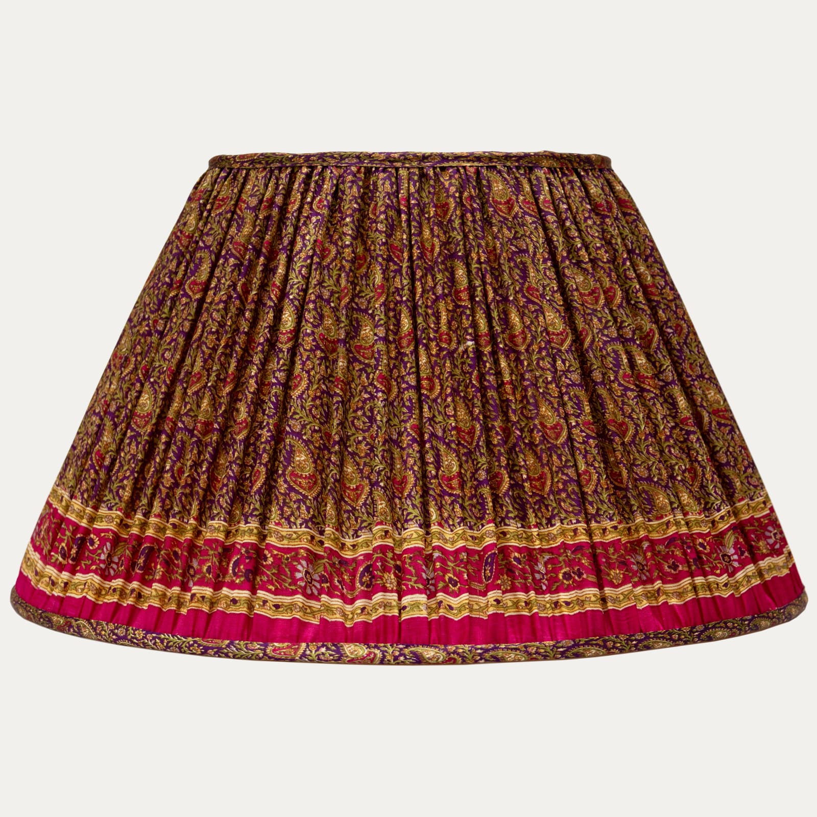 Floral and Paisley Vintage Pure Silk Sari Lampshade with Silk Lining