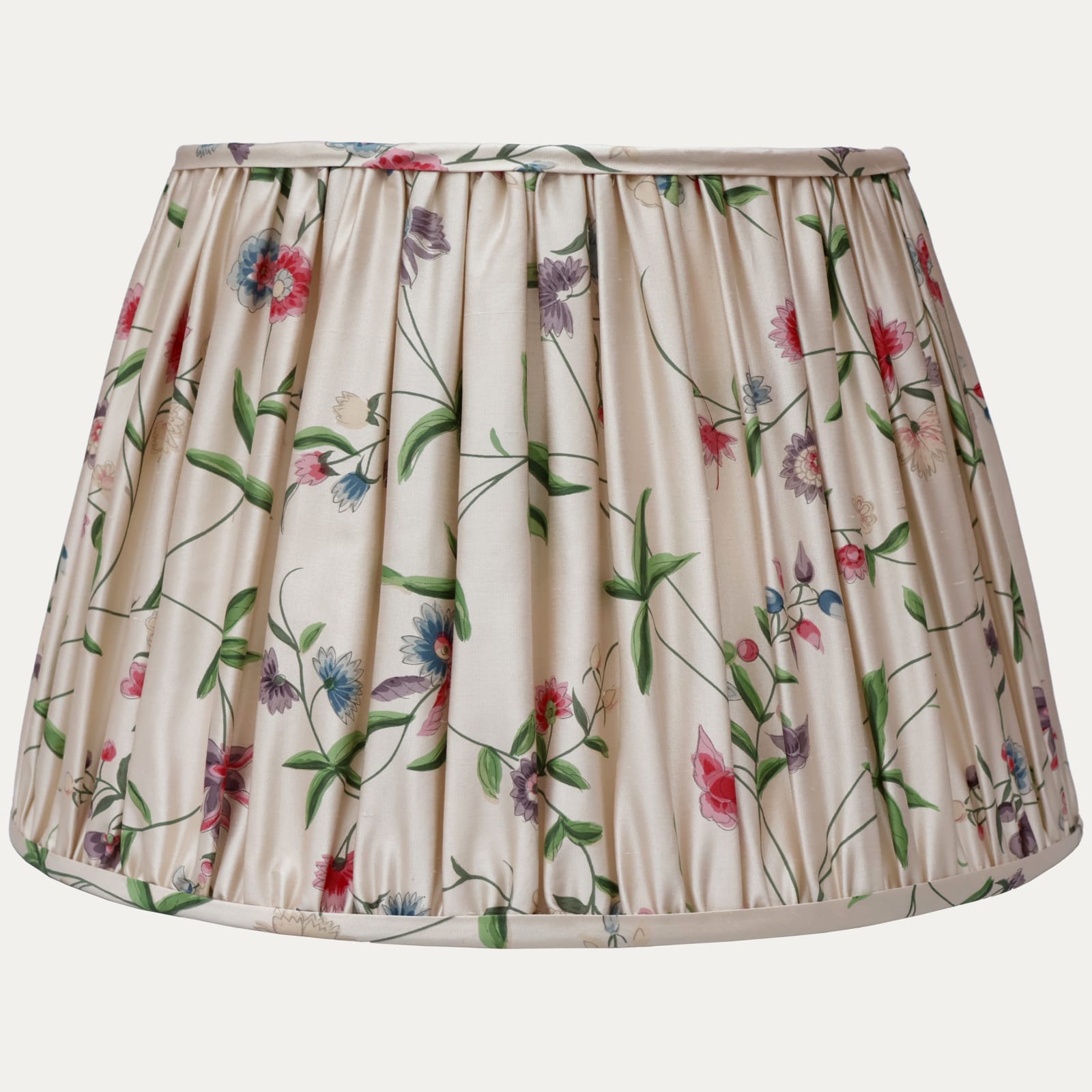 Bennison Chinese Paper Original on Oyster Silk Lampshade with Silk Lining