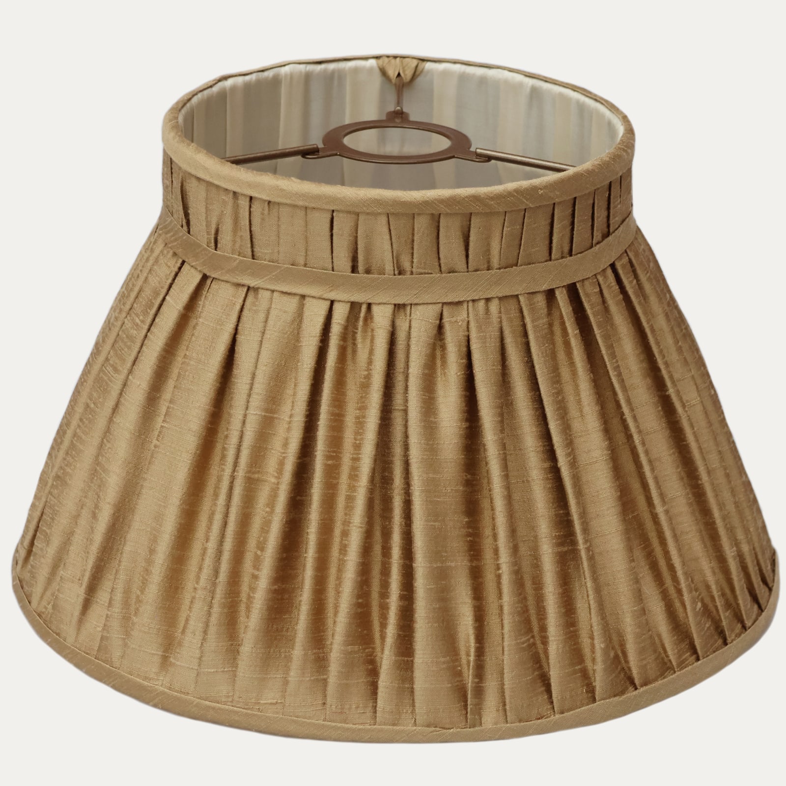 Indian Douppion Light Bronze Silk Handsewn Collar Top Lampshade