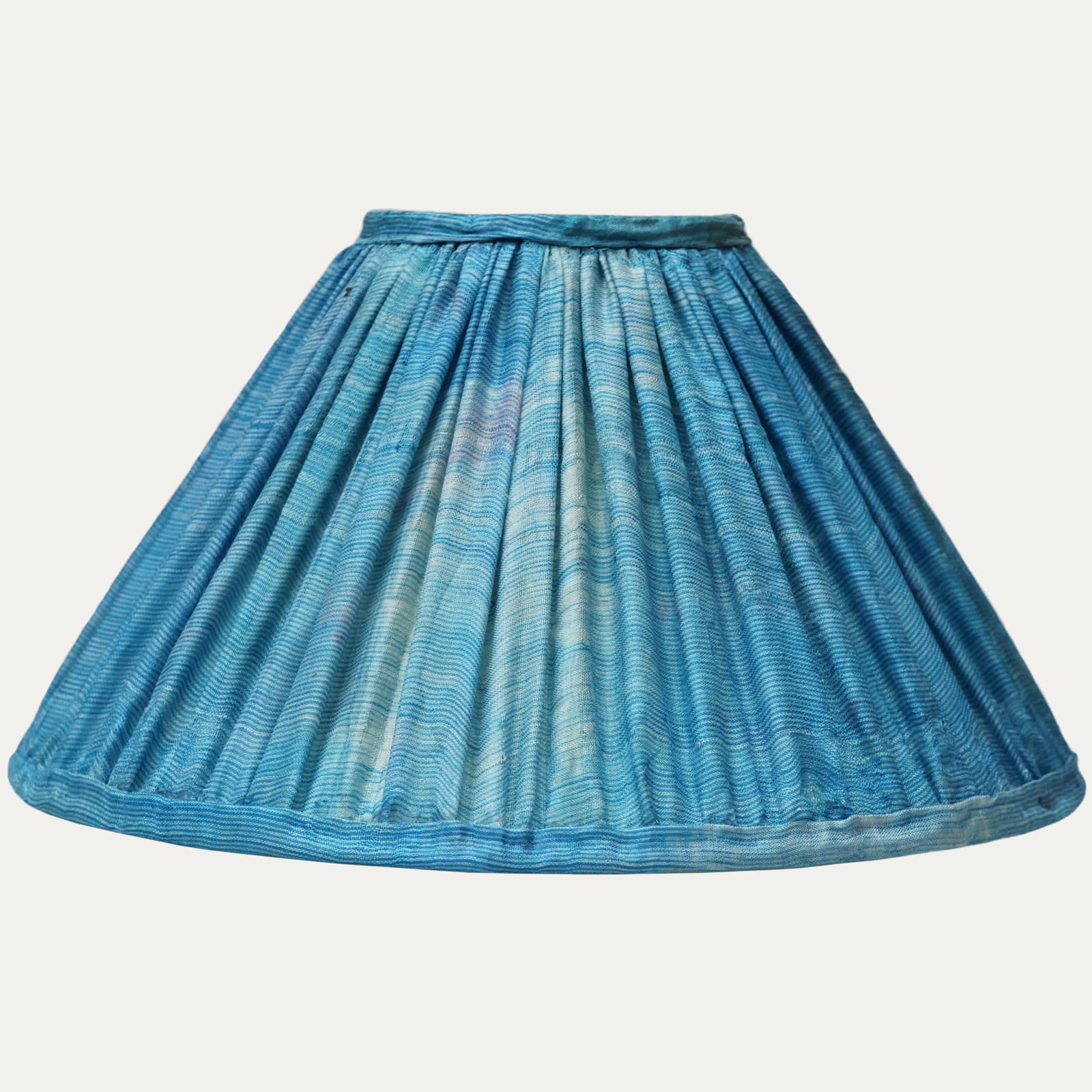 Antique Uzbek Woven Azure Blue Silk Handsewn Lampshade