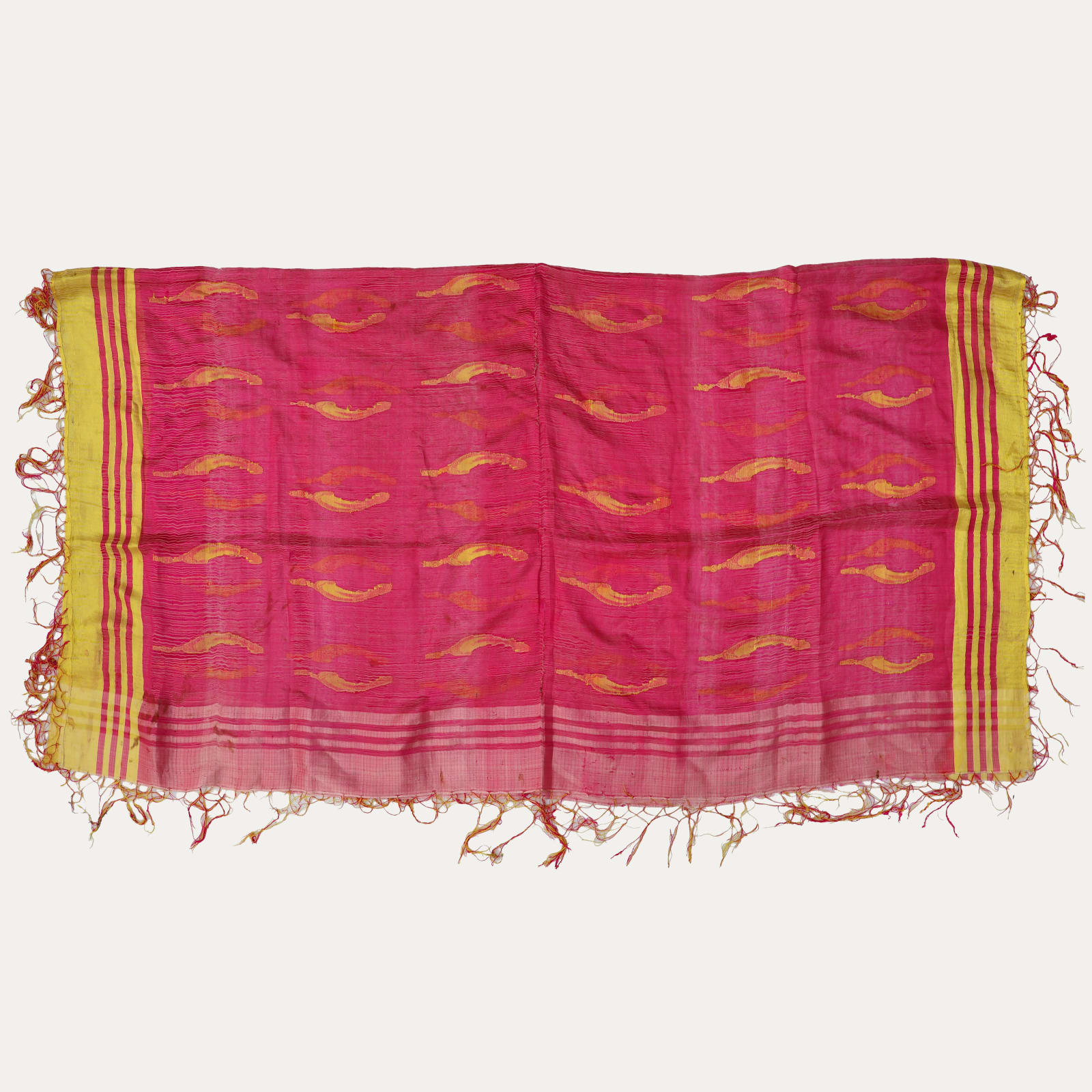 Striking Pink and Yellow Silk Shawl