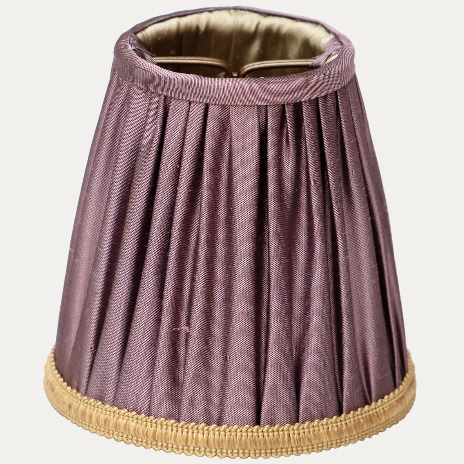 Handsewn Amethyst Silk Lampshades with Samuel and Sons Semplice Gold Gimp