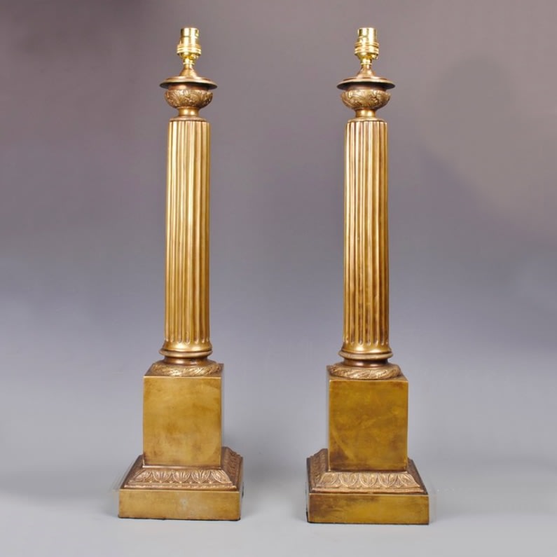 A good pair of mid 20th century neo-classical brass table lamps