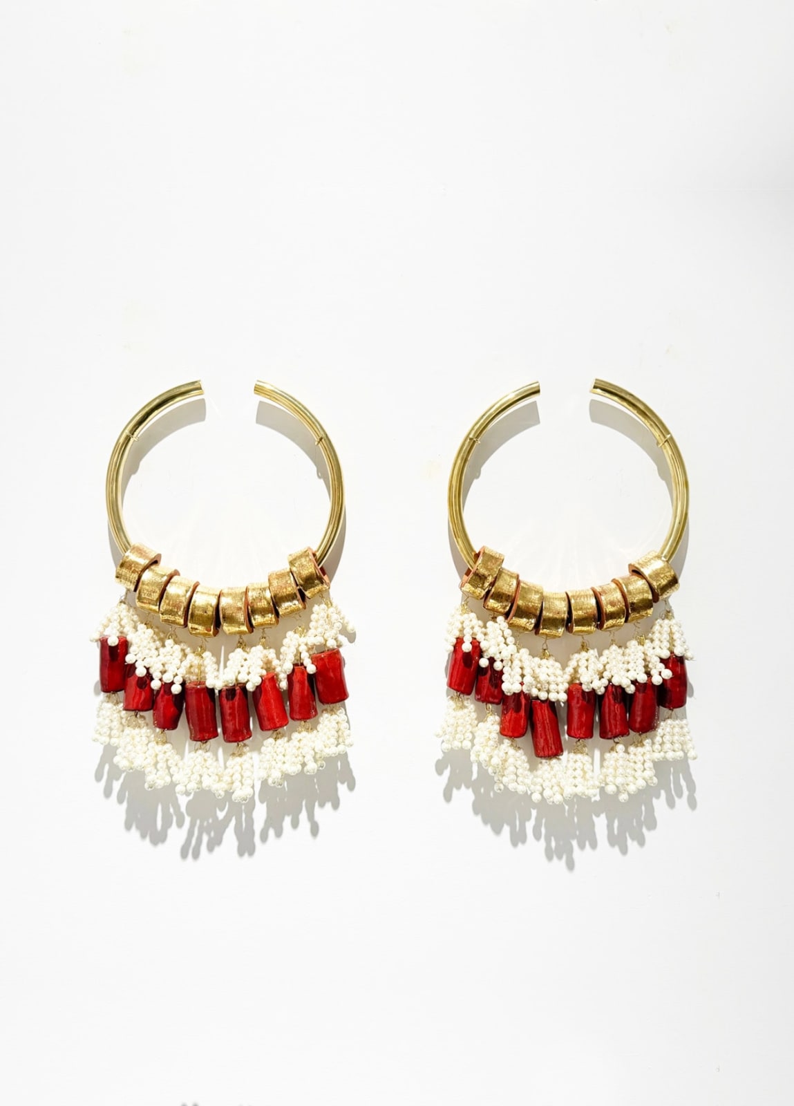 Monica Rani Rudhar, Red and Crackle Gold Short Hoops, 2025
