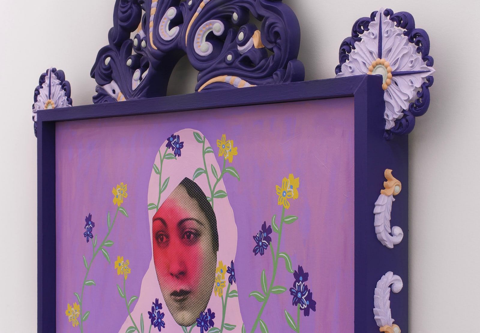 Daisy Patton, Untitled (Seated Pink Woman with Yellow and Purple Flowers), 2020/4