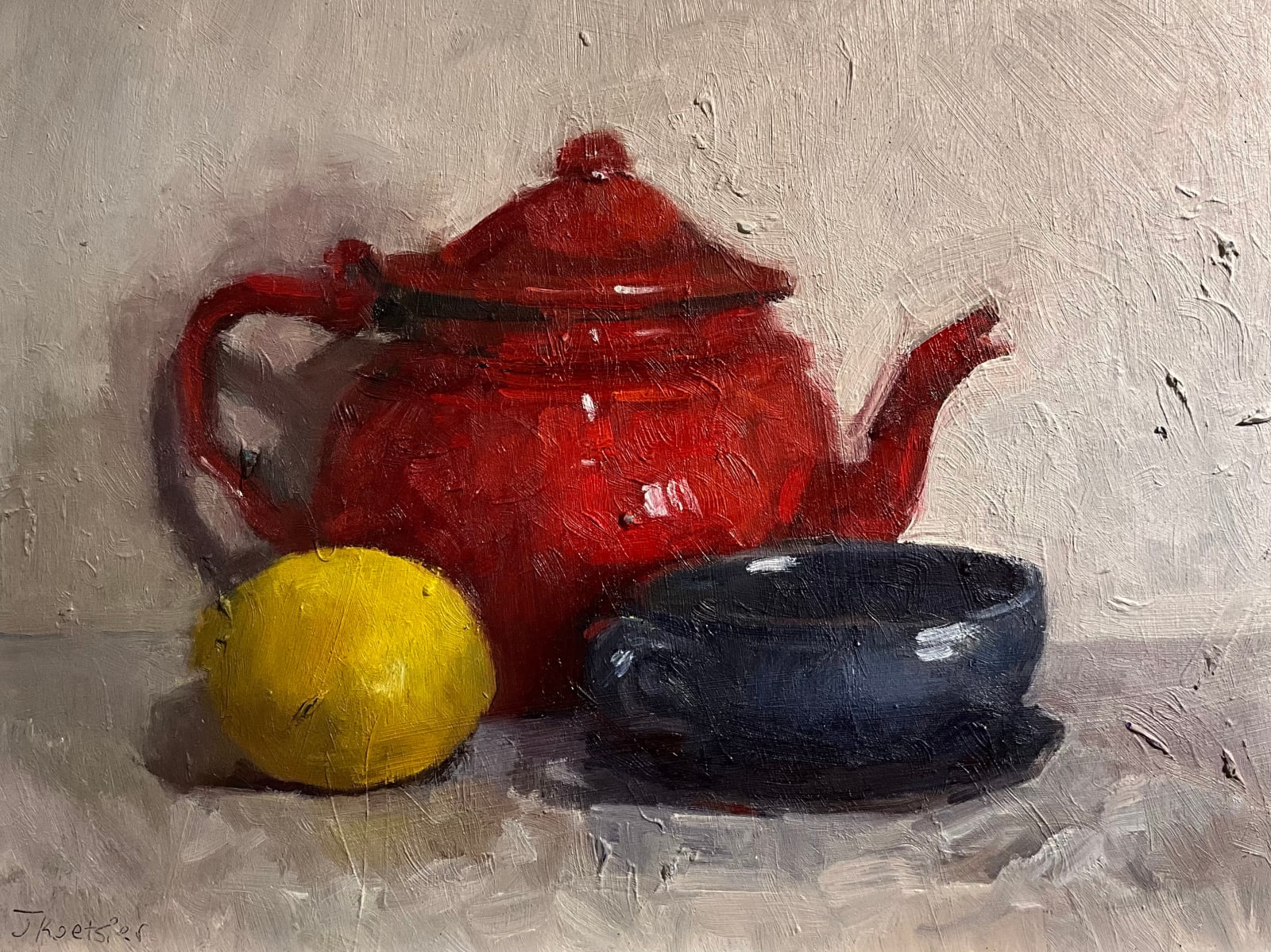 Jonathan Koetsier, Red Teapot, Lemon and Cup