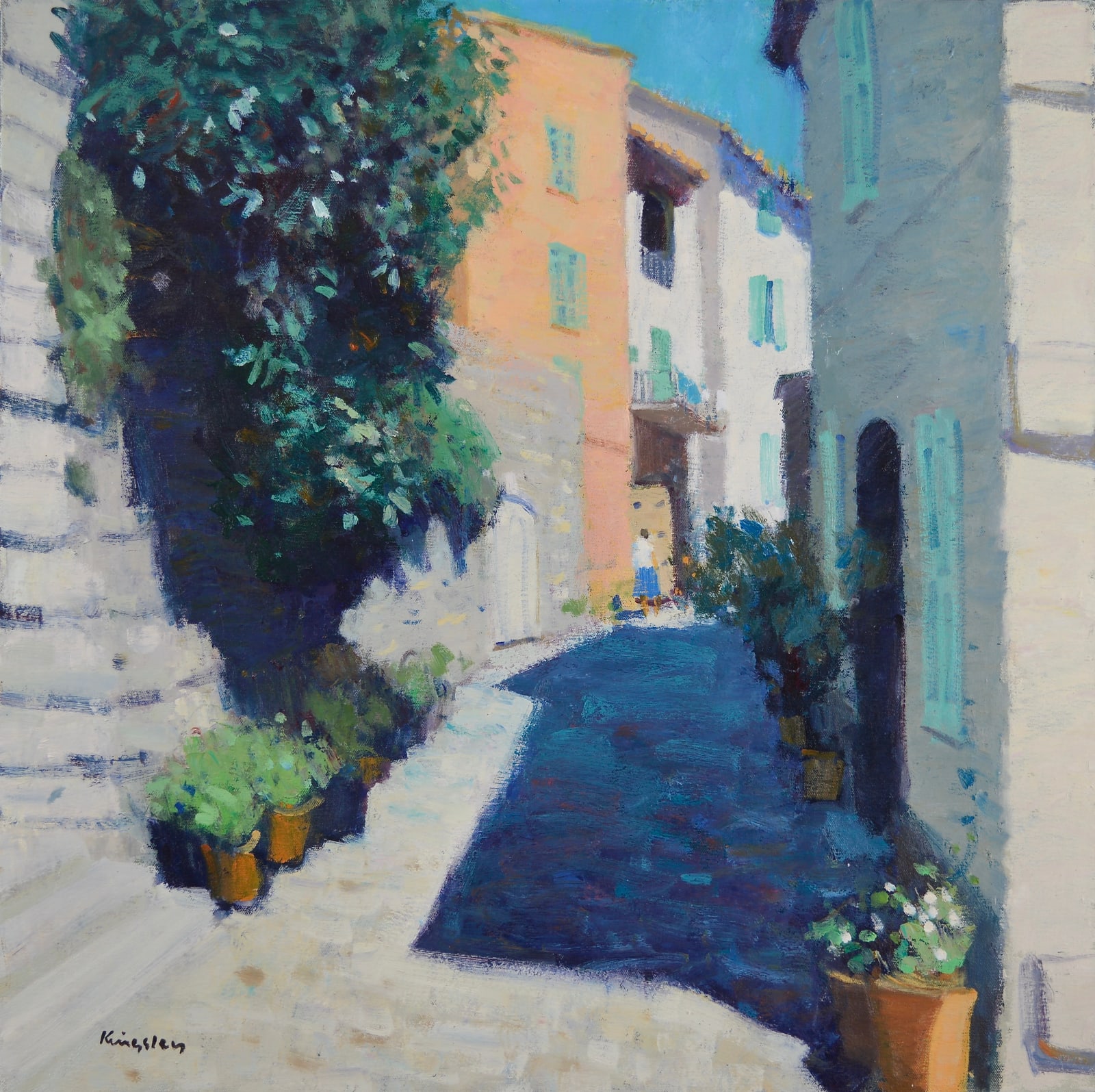 John Kingsley, RSW PAI, Afternoon Shadows, Villefranche-sur-mer