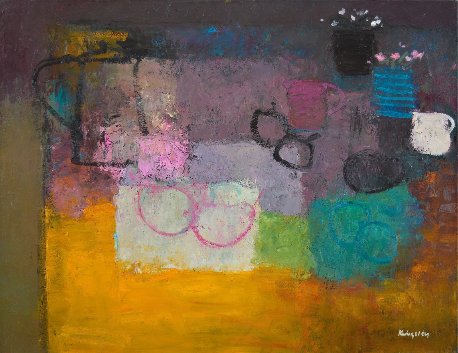 John Kingsley, RSW PAI, Still Life with Pears and Coffee Pot