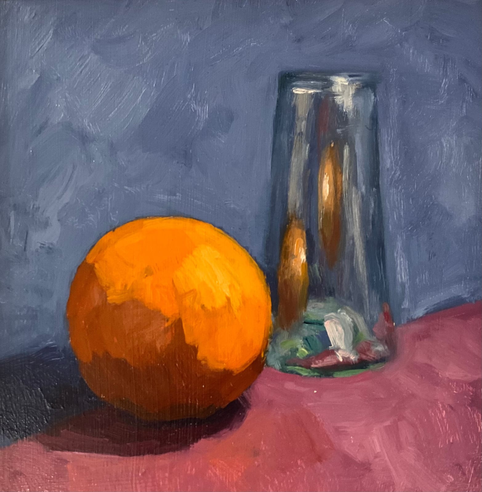 Jonathan Koetsier, Orange and Glass on Light Blue Background