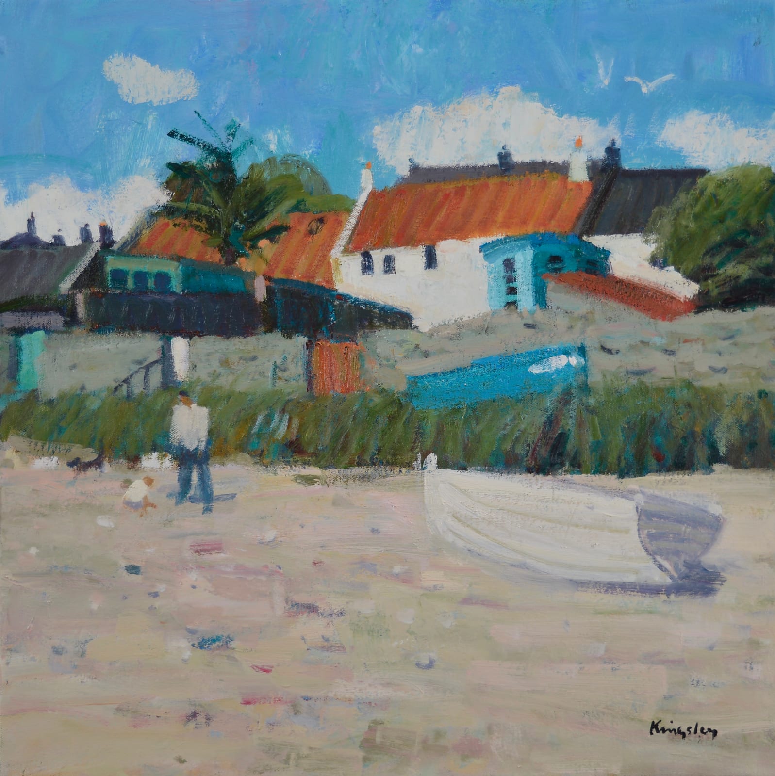 John Kingsley, RSW PAI, Beach at Lower Largo, Fife