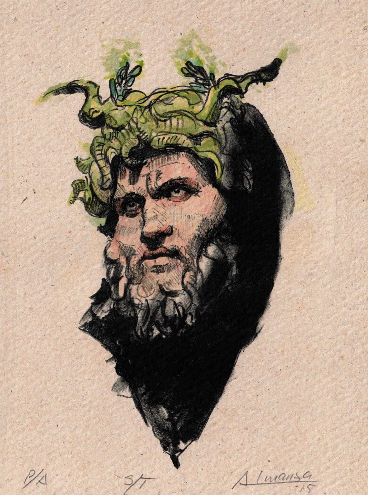 Orlando Almanza, Sin Titulo (Man with Crown), 2015