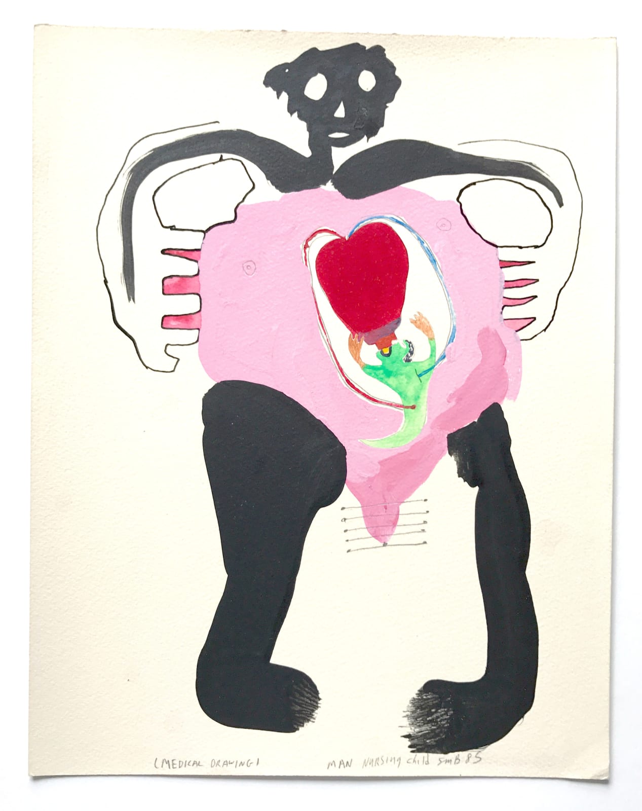 Stuart Buehler, Man Nursing Child (medical drawing), 1985