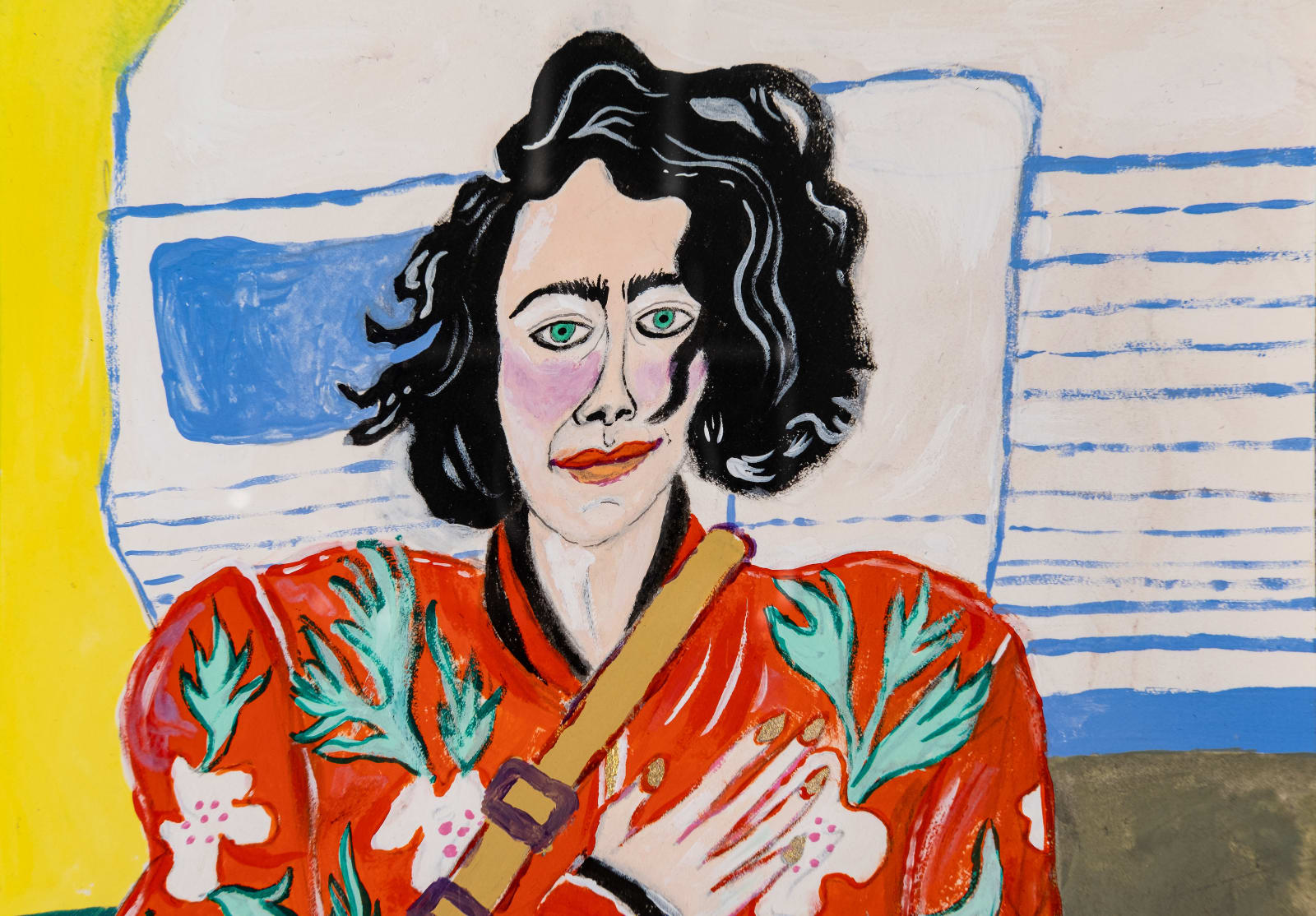 Constance Tenvik, Fiona with her hand on her heart and a cold glass of pouilly fumé by the thundering camping wagon of Werner, 2019