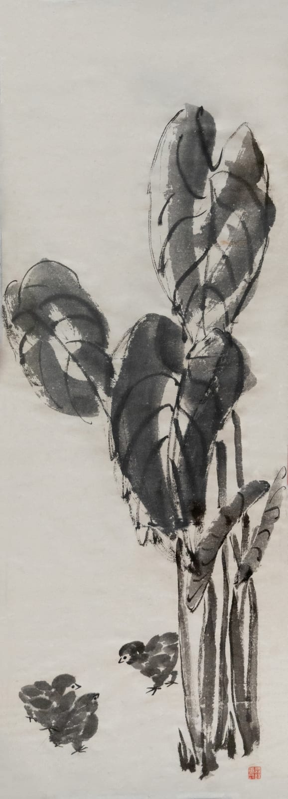 Constance Fong, Little Chicks Under Taro Leaves 芋叶蔽雏