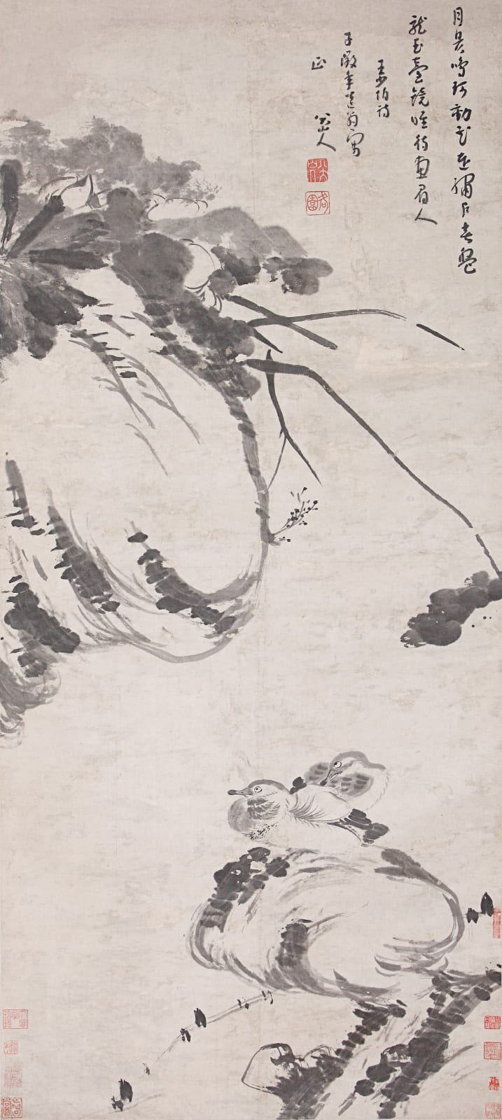 Bada Shanren, Harmony of Mandarin Ducks and Blooming Lotus 鸳荷待画眉