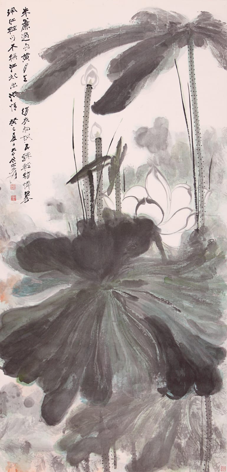 Zhang Daqian, Moonlit Lotus After the Rain 出浴荷光