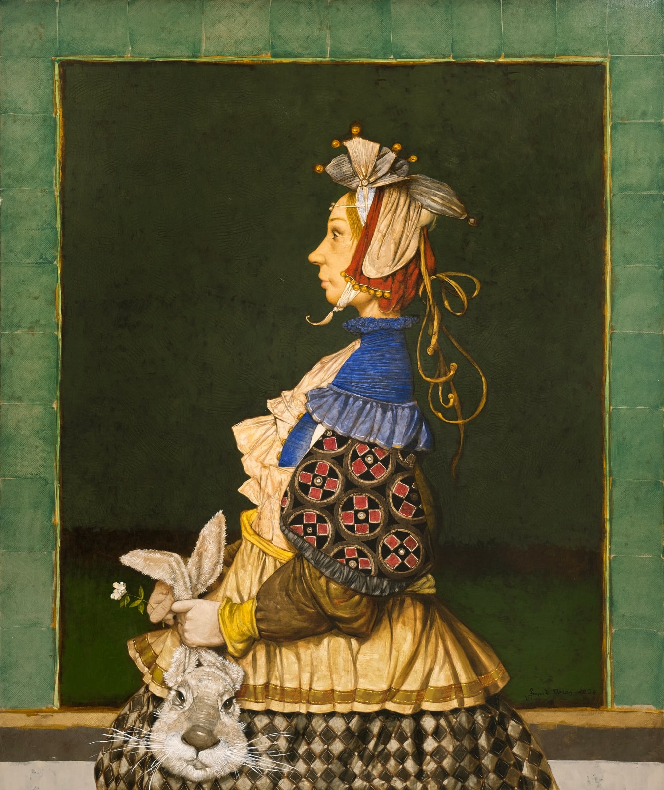 Daron Mouradian, Kız ve Tavşan Kafası / Girl and a Rabbit Head, 2024