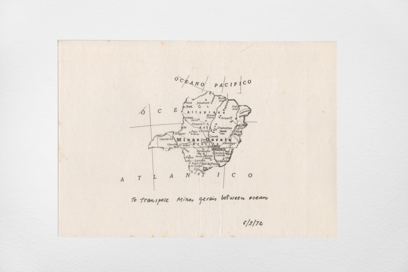 Angelo de Aquino, To transpose Minas Gerais between ocean, 1972