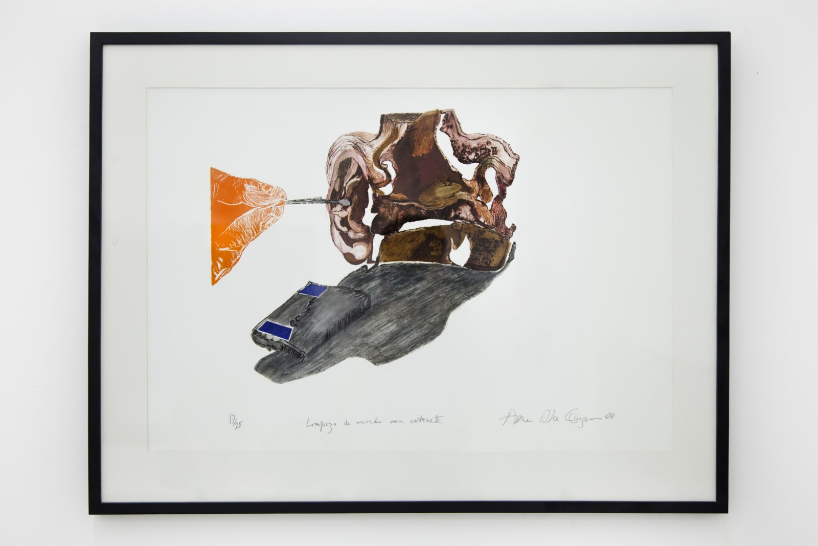 Anna Bella Geiger, Limpeza do ouvido com cotonete (Fase Visceral), 1968