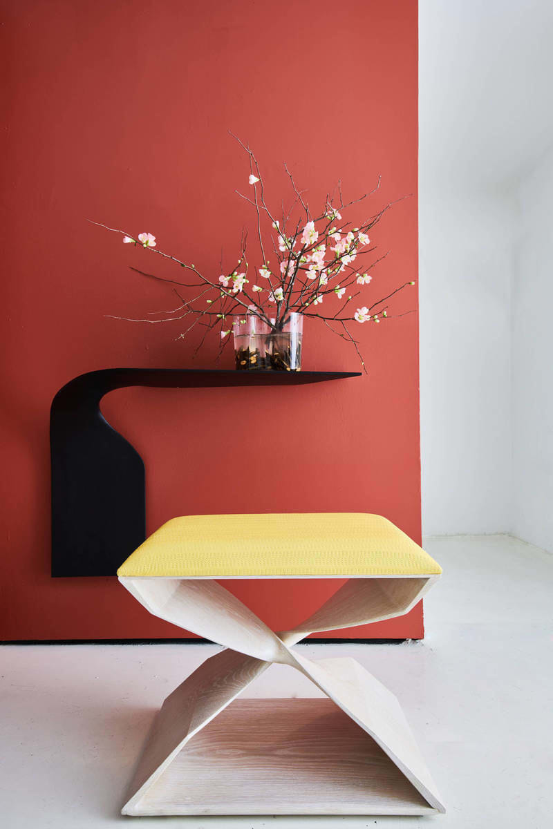 CAROL EGAN, Sculptural Twist Stool (Cerused)