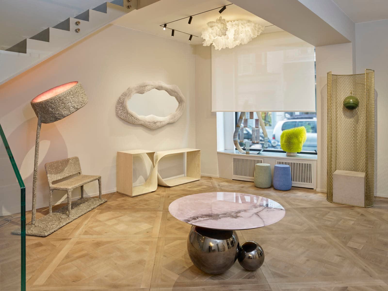 CAROL EGAN, Sculptural Twist Freestanding Console (Cerused)