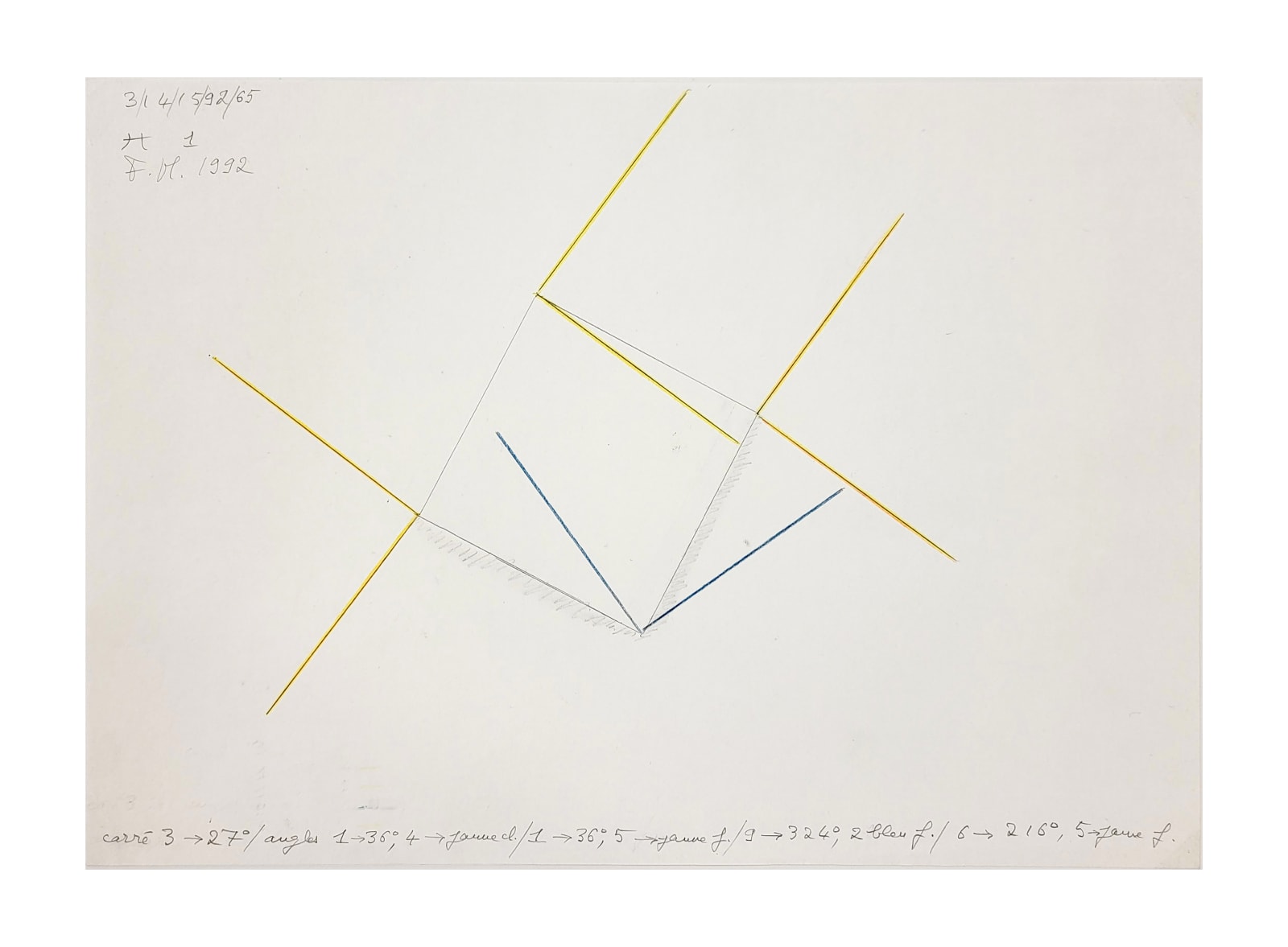 François MORELLET, π 1 - 3/14/15/92/65, 1973