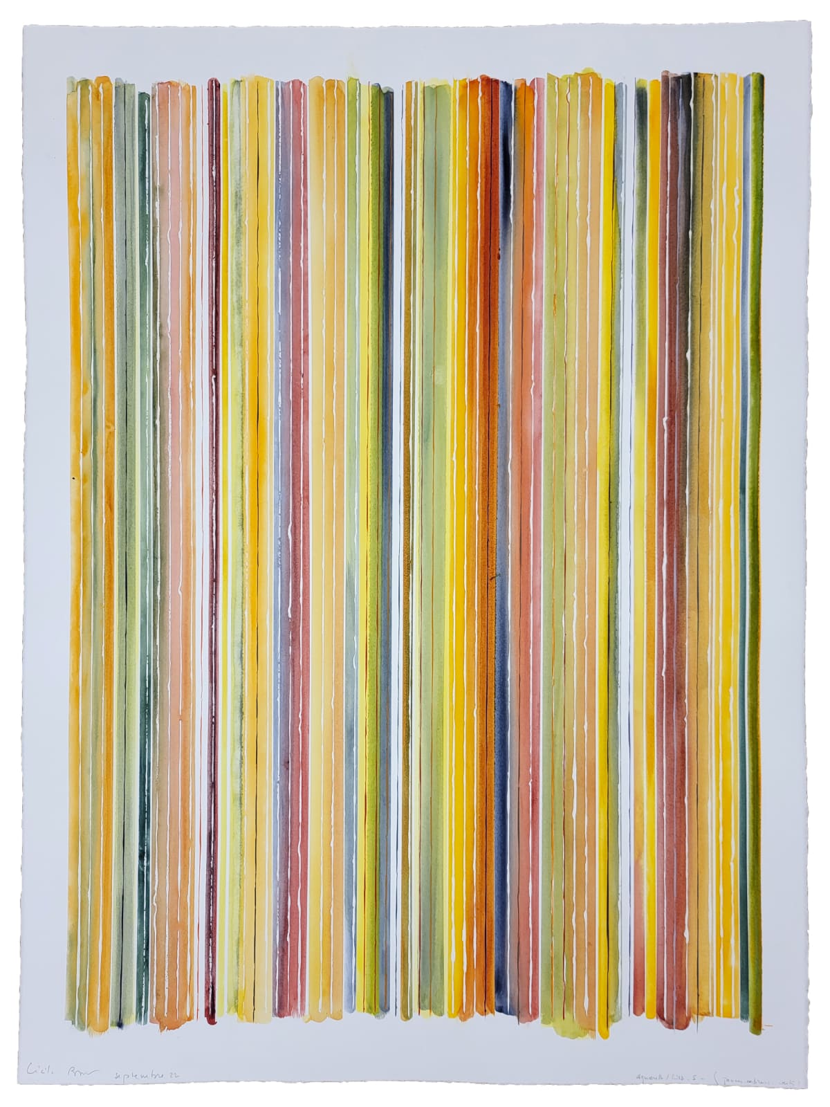 Cécile BART, Aquarelle/Lisse #5 jaunes, orangés, bruns-verts, 2022