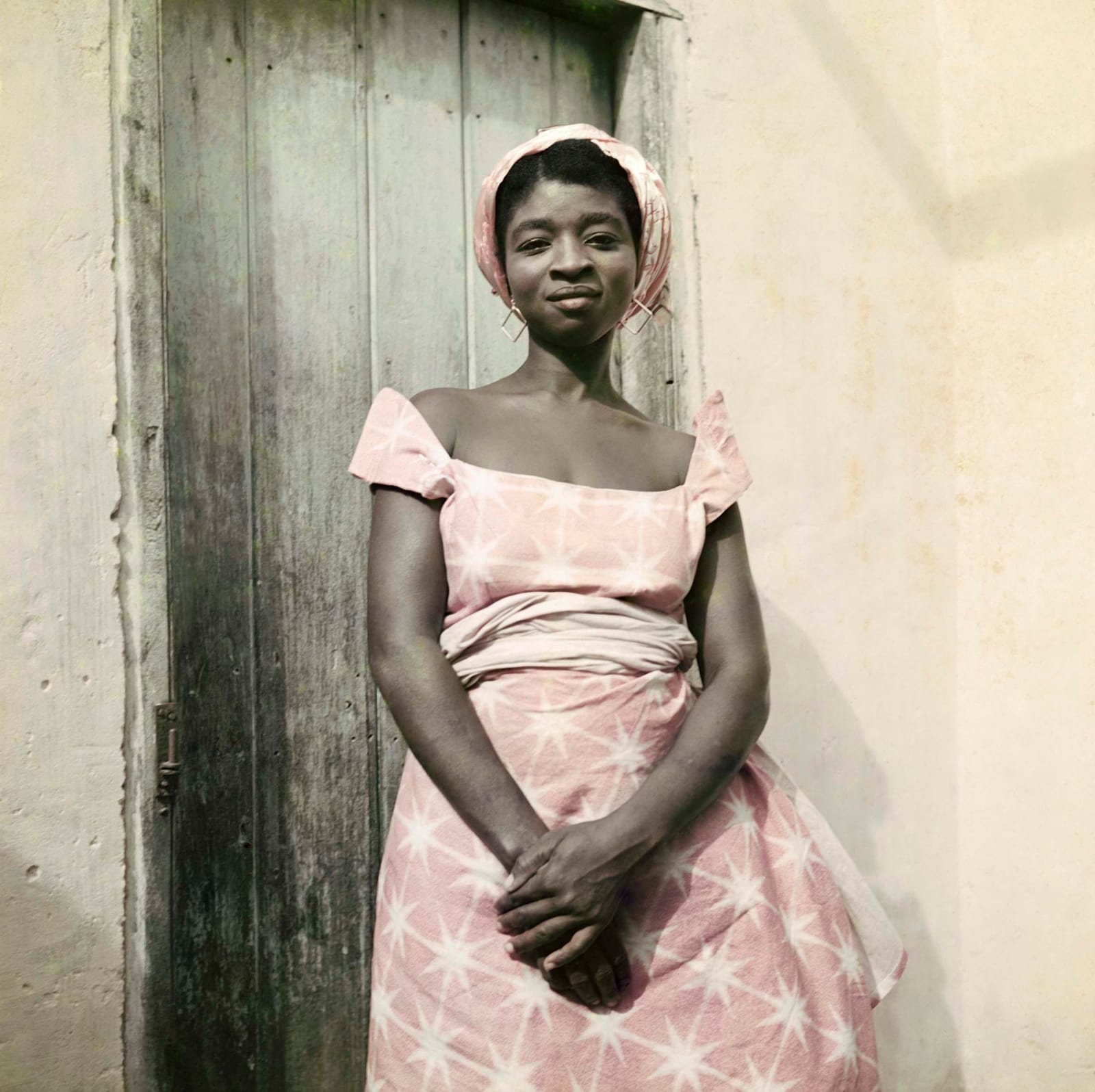 James Barnor, Sister Agoe in her pink dress, Studio X23, Accra, c. 1972