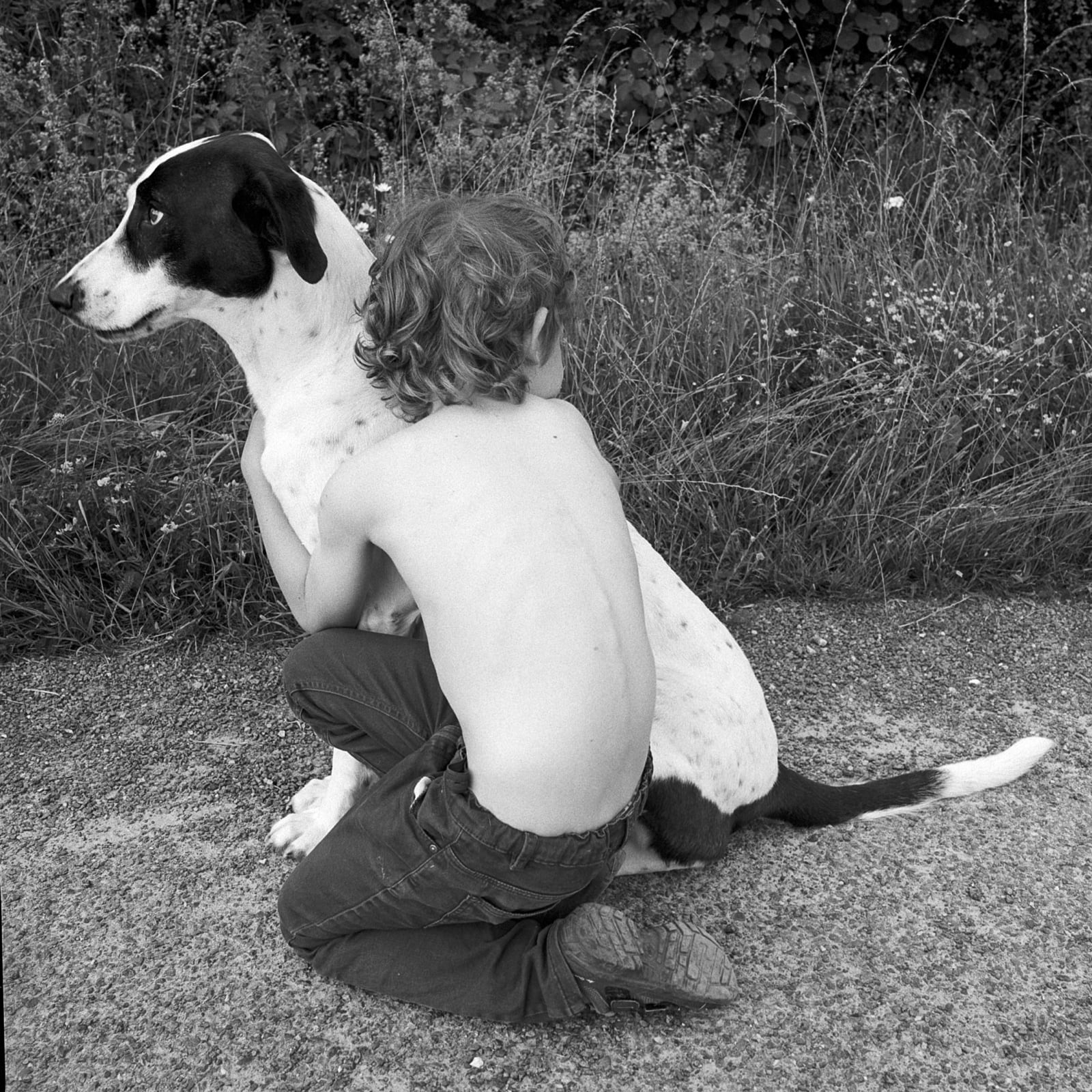 Anne Rearick, Boy with Dog. Saint Aubin des Grois , 2021