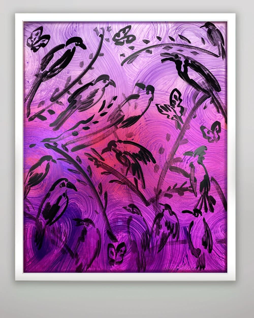 Hunt Slonem, Violet Perch, 2021