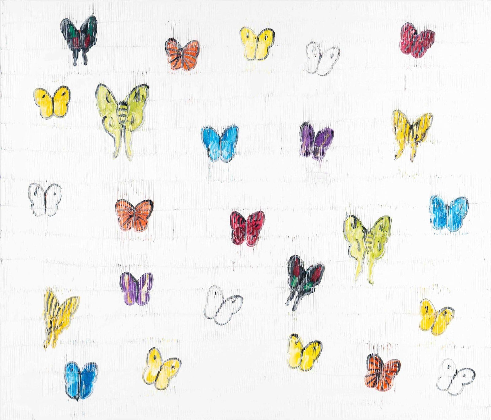 Hunt Slonem, Return From 2 Castles (White Butterflies), 2024