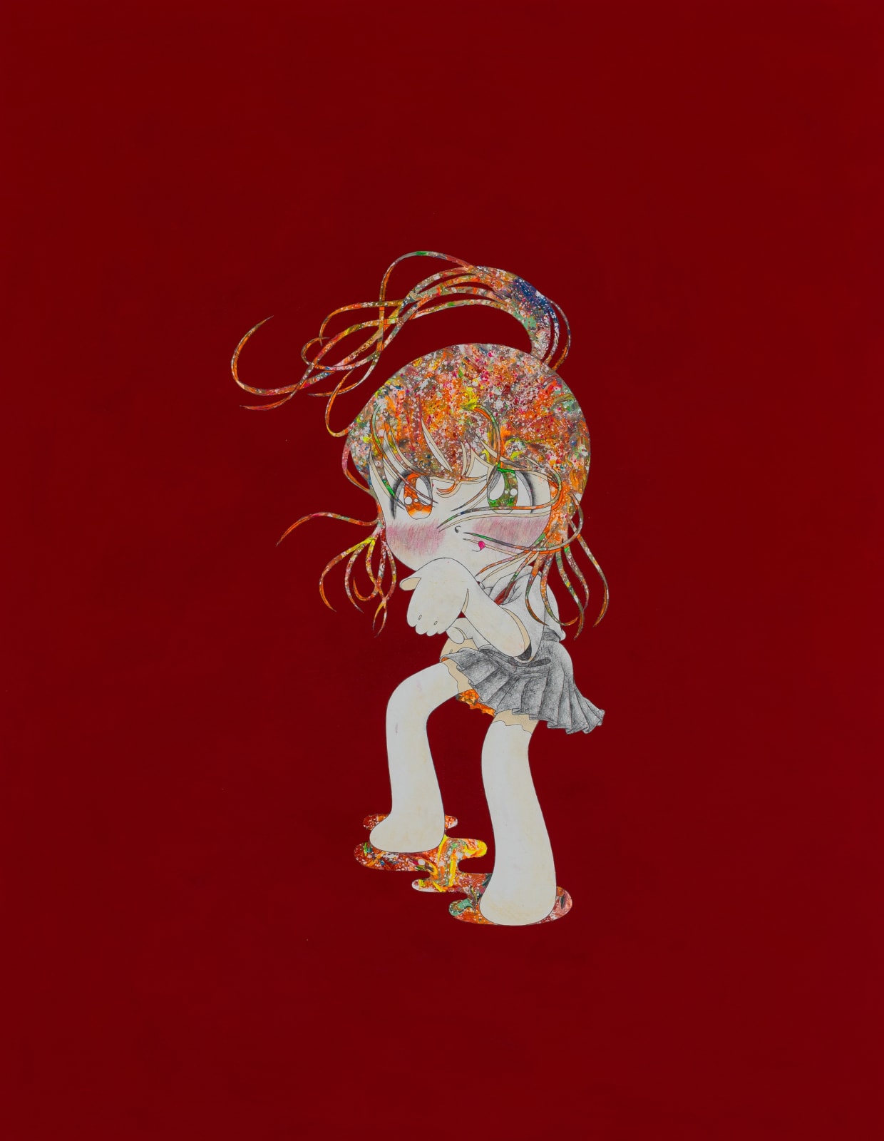 Kojiro Matsumoto, strength and technique body Red, 2021, pencil and acrylic on canvas, 116.5x91cm, unique