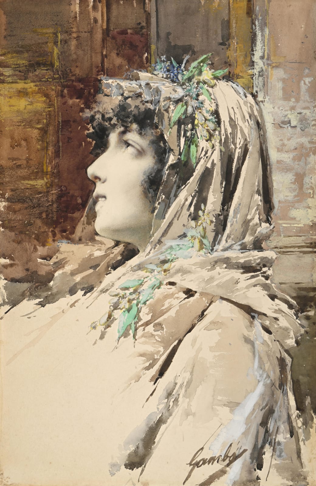 Enrico Gamba, Portrait de Sarah Bernhardt dans le costume de Phèdre, circa 1879