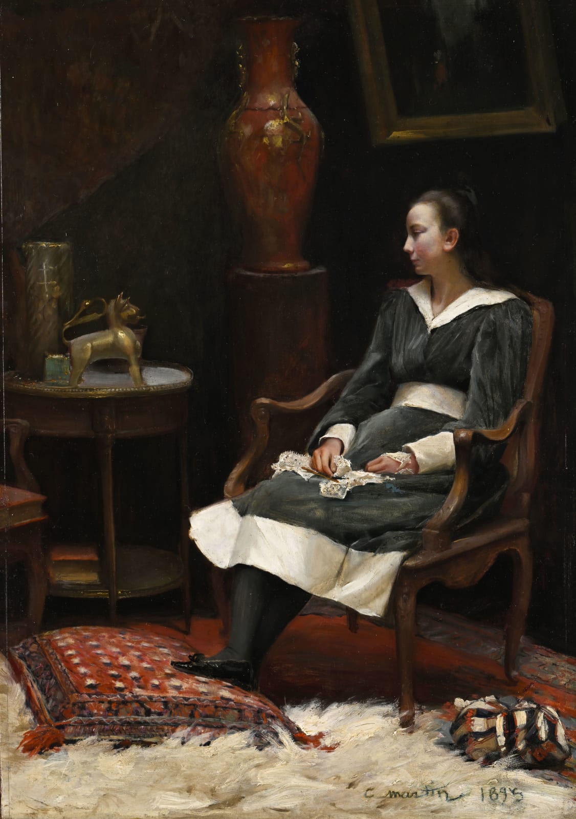 Camille Martin, Portrait de jeune fille dans un intérieur, 1895