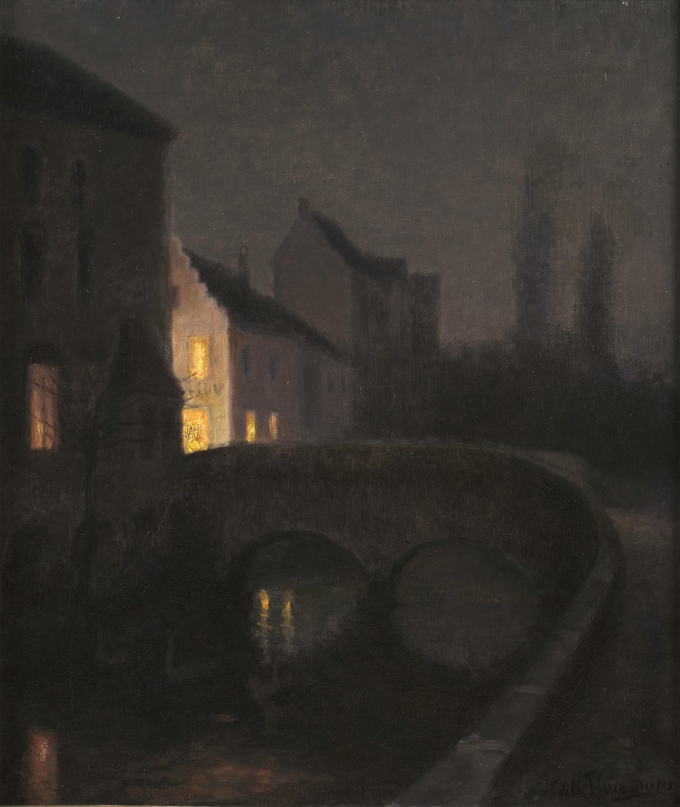 Edith Vaucamps, Bruges la nuit, circa 1900