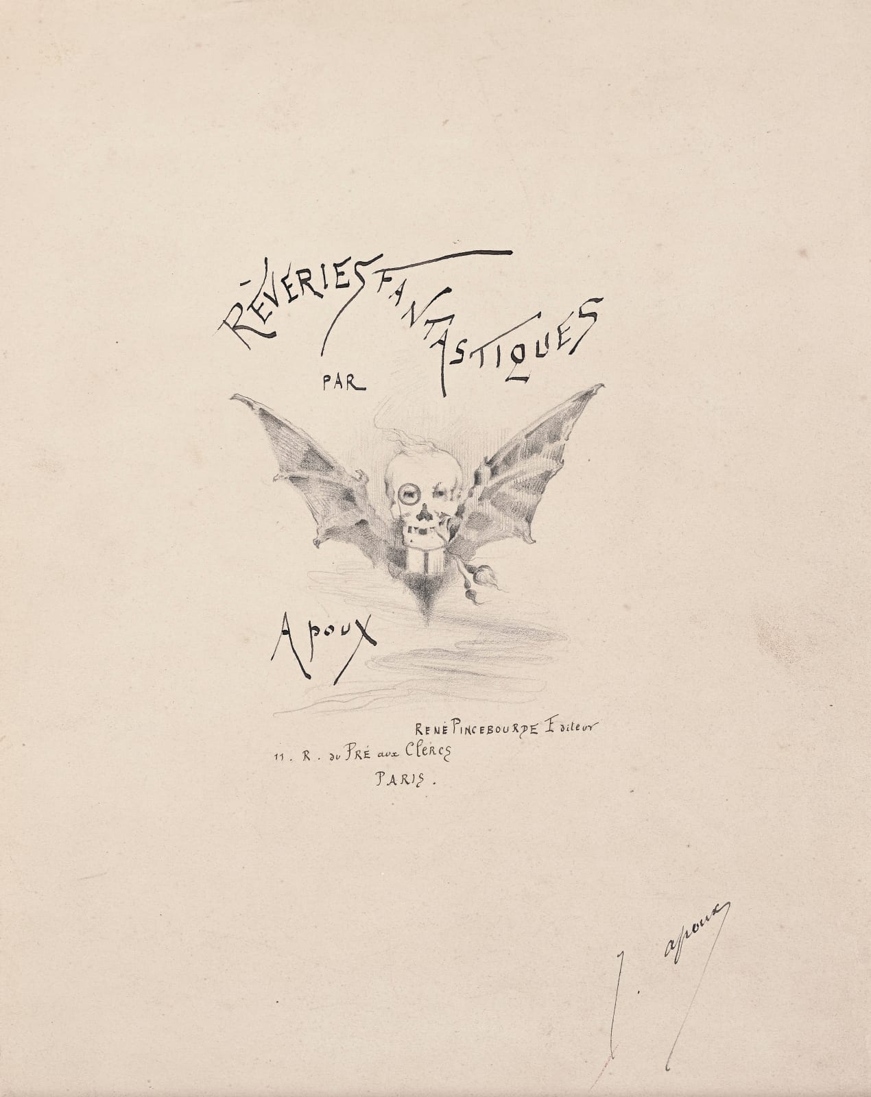 Joseph Apoux, Rêveries fantastiques, projet du frontispice, circa 1885-1890