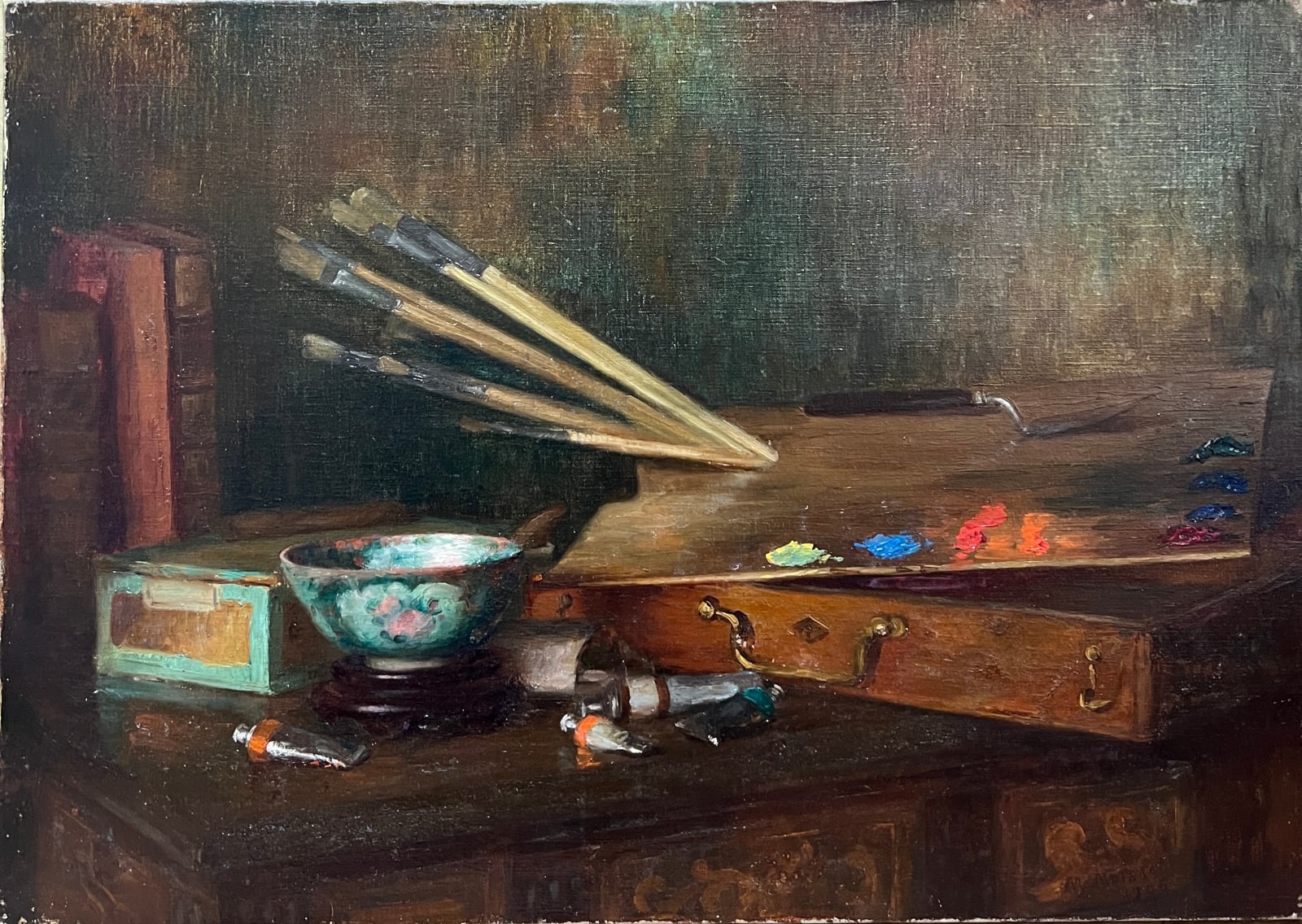 Marthe Moisset, La Palette et les brosses de l’artiste, 1906