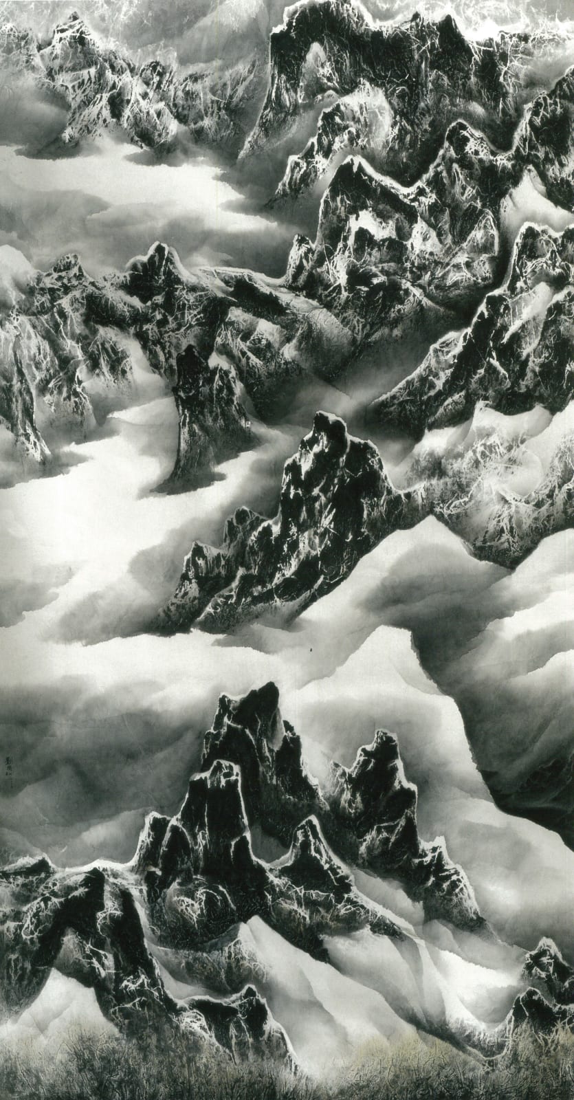 Liu Kuo-Sung 劉國松, Clouds and Mountains in Play 雲與山的遊戲, 2003