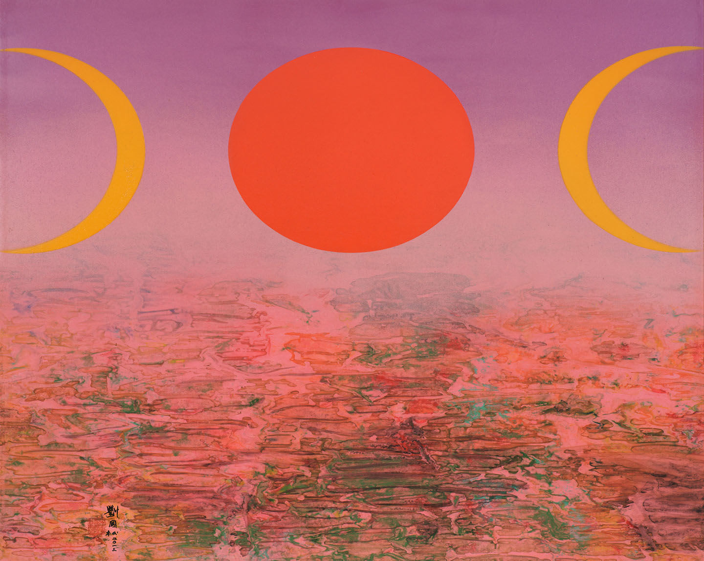 Liu Kuo-Sung 劉國松, Harmonious Reflection 日月相映, 2013